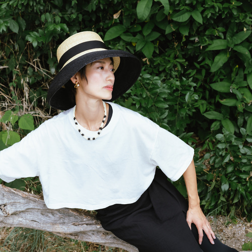 カサブランカスタイルの麦わら帽子 Two Tone Holly ツートーン ハリー