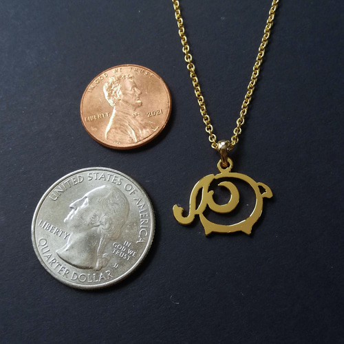 期間限定送料無料】ひらがなでデザイン “ぞう” 象 文字絵 ネックレス