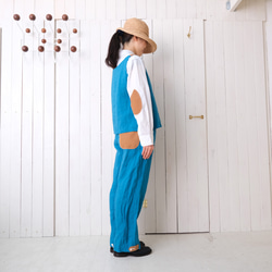 two tone rough linen pants   water blue 第3張的照片