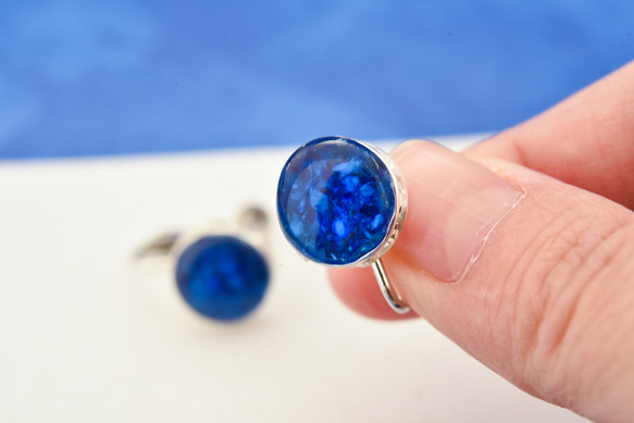 藍色洞窟：夾式耳環【訂單製作】 第3張的照片