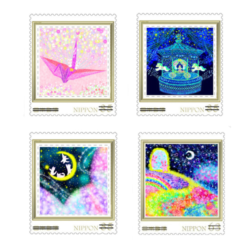 うさぎと猫の85円切手シリーズ16枚セット❀ レターセット ゆきのれなこ