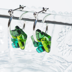 Glass Warp「Warp [祖母綠]」圈形耳環/耳環[金屬配件可供選擇][客製]&lt;&lt;免運費&gt;&gt; 第6張的照片
