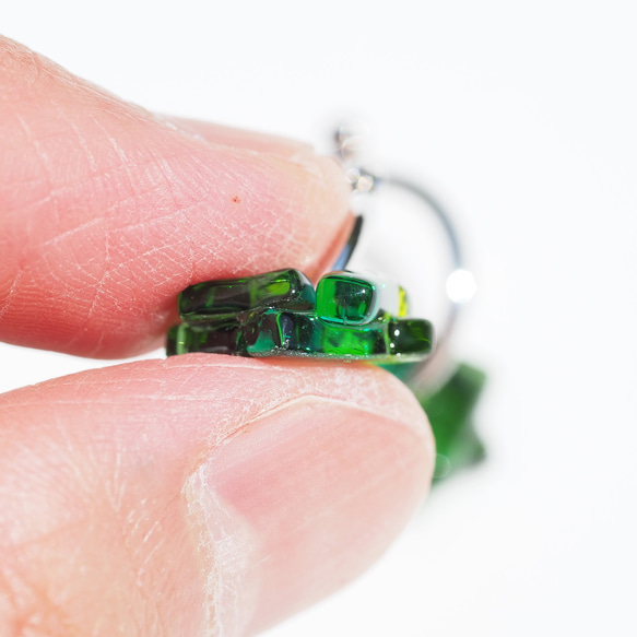 Glass Warp「Warp [祖母綠]」圈形耳環/耳環[金屬配件可供選擇][客製]&lt;&lt;免運費&gt;&gt; 第5張的照片
