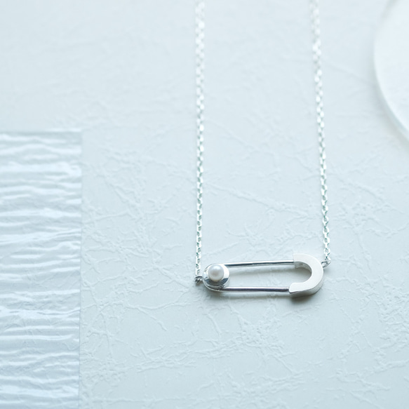 パール 安全ピン ネックレス シルバー925 ネックレス