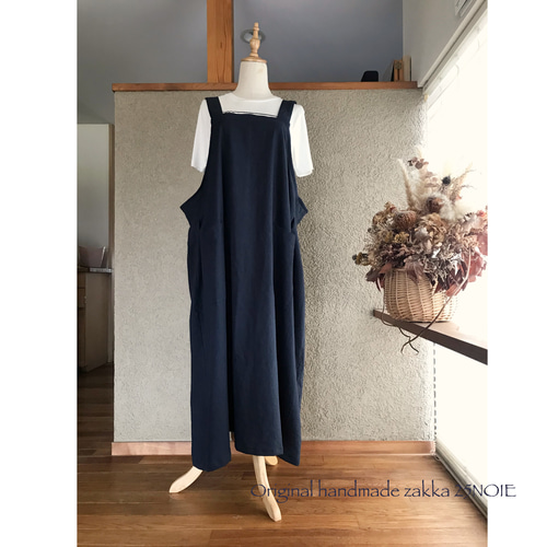 ゆったりエプロンワンピース【カラー/丈の長さお選びください