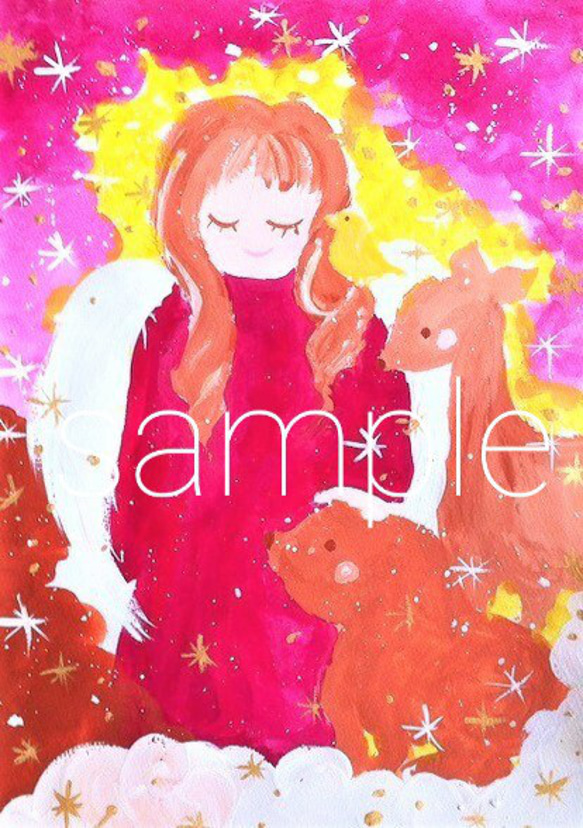 プリントアート「大天使アリエル」アンティーク額縁付 プリントアート