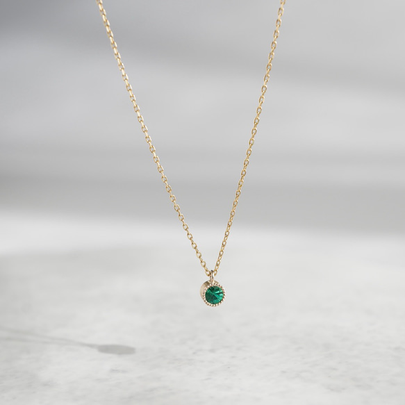 Emerald birthstone necklace [P033K18/K10EM] 3枚目の画像