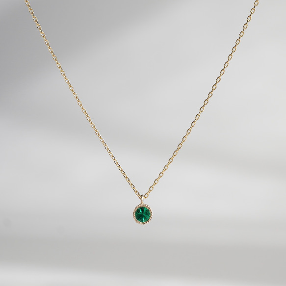 Emerald birthstone necklace [P033K18/K10EM] 2枚目の画像