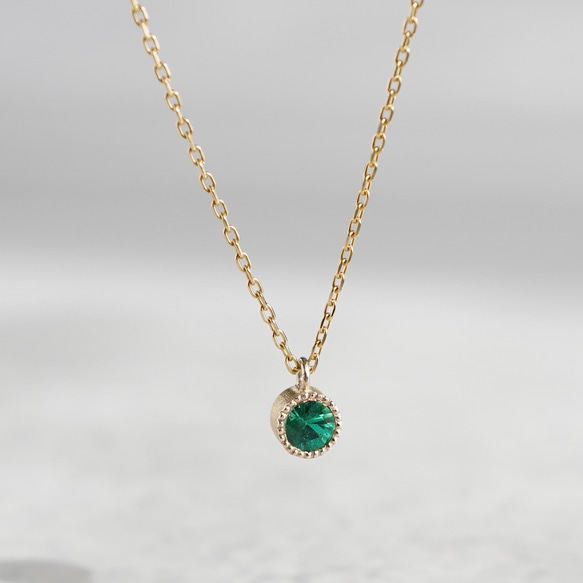 Emerald birthstone necklace [P033K18/K10EM] 1枚目の画像