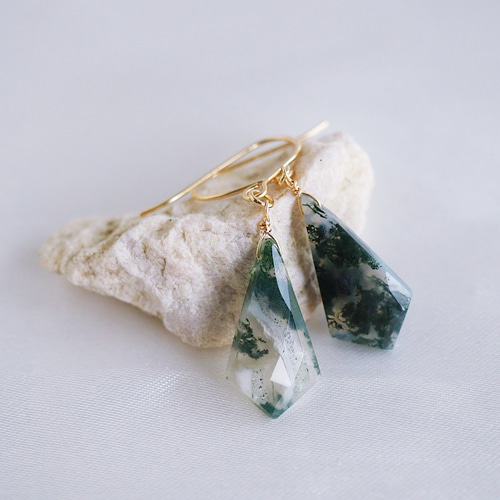 14kgf モスアゲートピアス ピアス（フック・チェーン） Boite de maco