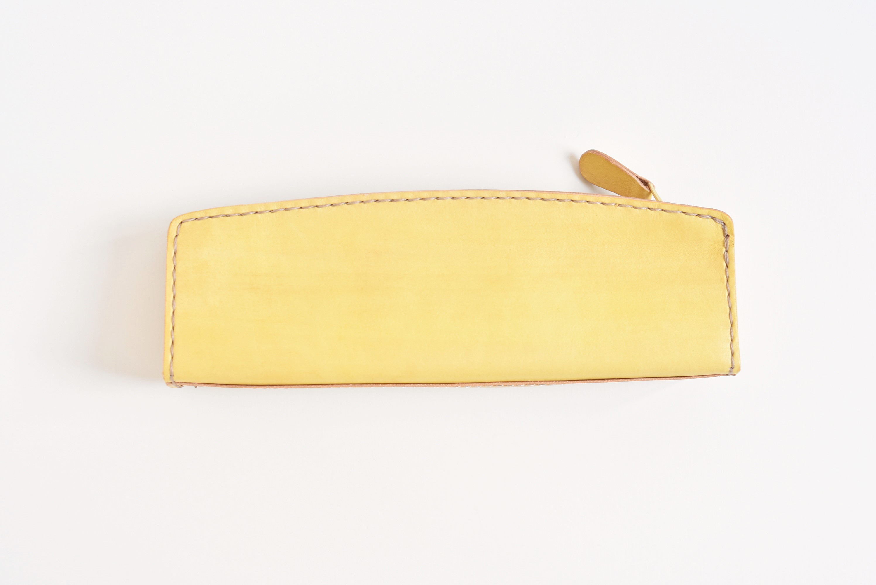 革の手染めペンケース 「レモン  No.44（ファスナーのペンケース）」