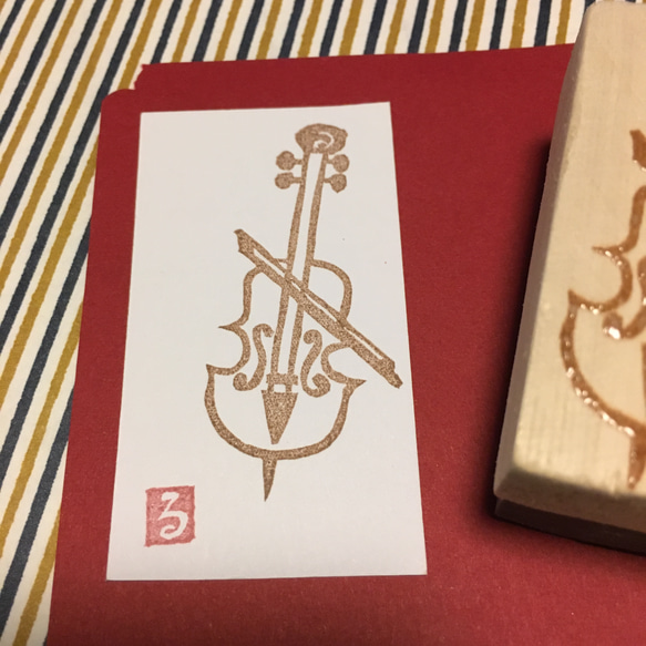 ♬楽器はんこ【チェロ(大)】3×5.5cm 6枚目の画像