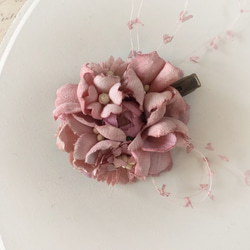 染め花のミニクリップ(マロンピンク) 2枚目の画像