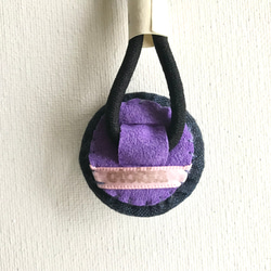 再販:アジサイ_刺繍ヘアゴム_麻紺 4枚目の画像