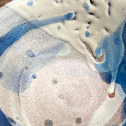 藁灰釉とコバルトの流れ　茶碗 10枚目の画像