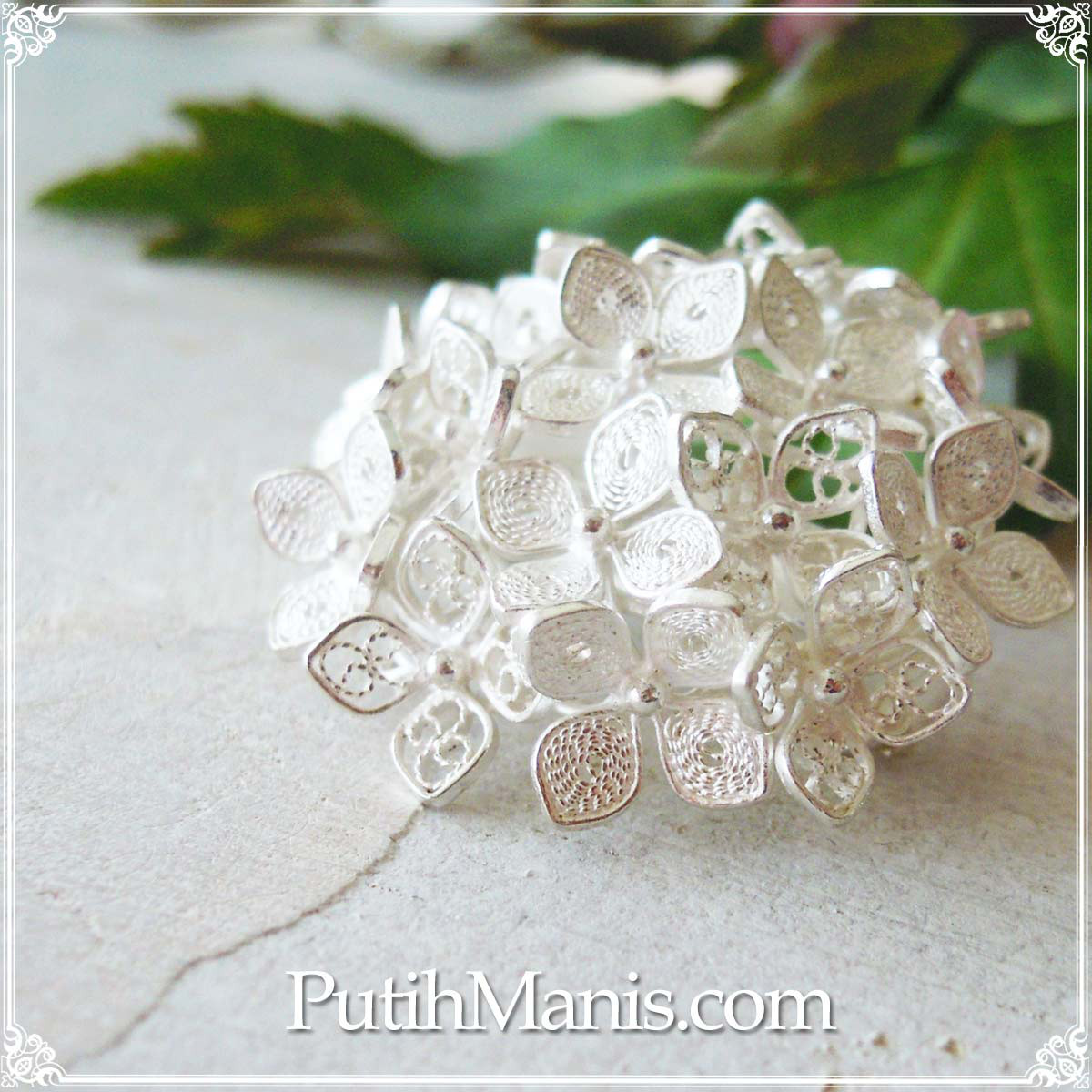 紫陽花・アジサイ・あじさいのブローチsilver925(d-ch57-si)