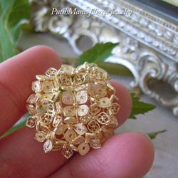 紫陽花・アジサイ・あじさいのブローチ・ゴールド( d-ch57-g ) 3枚目の画像