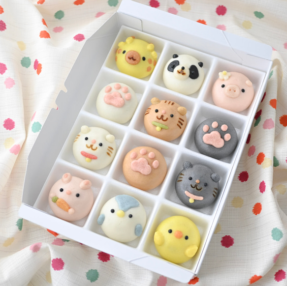 選べる】まんまる動物まんじゅう12個入 和菓子 御菓子司まんさく
