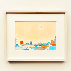 散歩 陽だまり 公園 石神井公園 水彩画 手描き 原画 親子 絵画 SHOGO