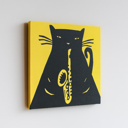 Black Cat & Sax ファブリック/アートパネル 2枚目の画像