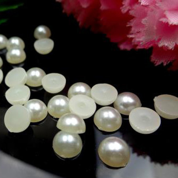 [30 件] 半圓珍珠 6mm ★凝膠指甲樹脂裝飾零件半圓粘貼 第3張的照片