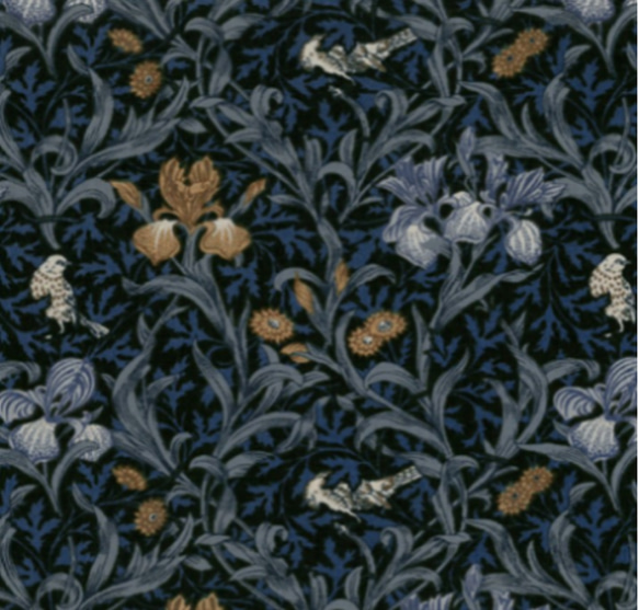 William Morris　ウィリアムモリス　《アイリス柄》大きめリボンの大人カチューシャ　インディゴ系カラー 8枚目の画像