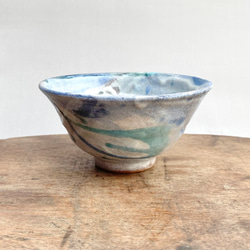 長石釉と青釉の流れ　茶碗 12枚目の画像