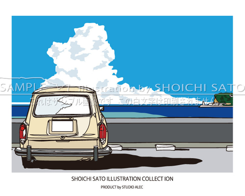 休日の青空」 湘南イラスト ポスター(A4サイズ) その他インテリア雑貨