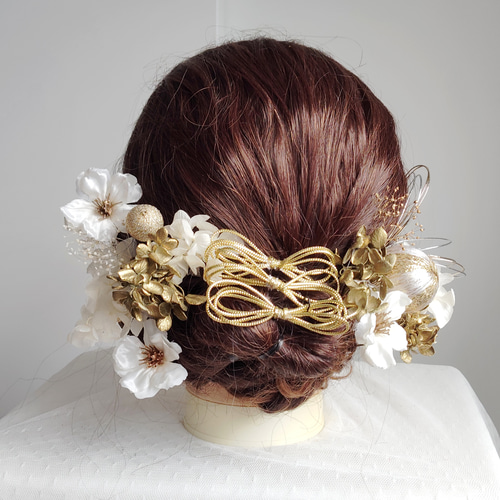 花嫁和装髪飾り モダン髪飾り 和モダン 和リボン 白無垢 色打掛 和装花嫁 髪飾り