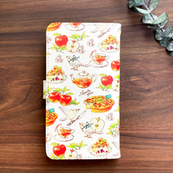APPLE手帳型スマホケース（iPhone/Android全機種対応）りんごとアップルパイと小鳥とティーポットクリスマス 4枚目の画像