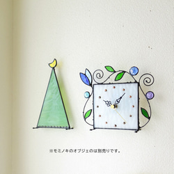 [アラベスク/ライトブルー]ステンドグラスの掛け時計/置き時計・受注制作 10枚目の画像