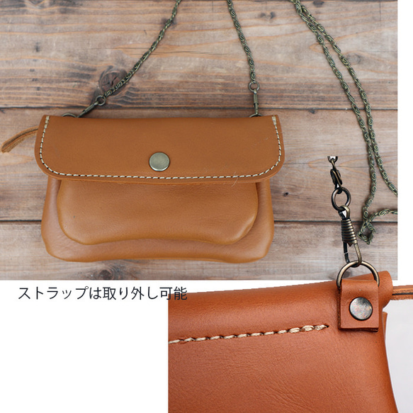 2層の革長財布/かわいいレザー財布/ブラウン/Beko Leather Studio/2sou-camel 4枚目の画像