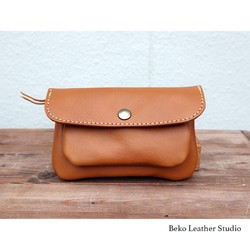 2層の革長財布/かわいいレザー財布/ブラウン/Beko Leather Studio/2sou-camel 2枚目の画像