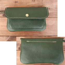 ２層の革長財布/かわいいレザー財布/グリーン/2sou-green 10枚目の画像