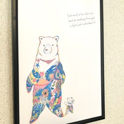Polar  bear クマさんの散歩　アートイラスト ポスター　A4/B4 4枚目の画像