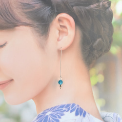 S309【スワロフスキー】【カプリブルー】夏のフープピアス ピアス 