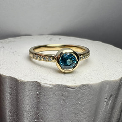 Blue zircon 5mm Ice blue diamonds / K10YG 10枚目の画像