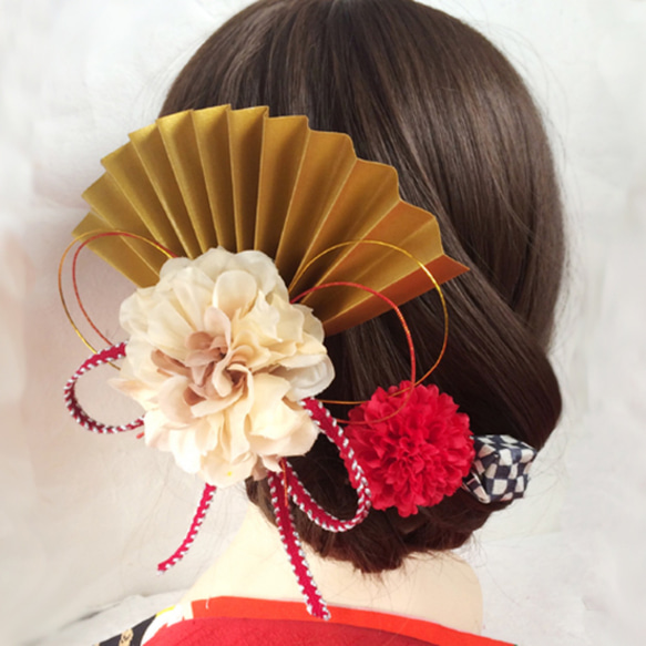 卒業式　袴　成人式　結婚式　髪飾り　粋なはいから扇飾り【花の舞】 送料無料】成人式 結婚式 髪飾り 扇 和モダン 大正ロマン 粋な