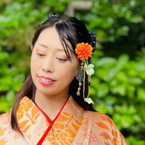 成人式 結婚式 浴衣 髪飾り かんざし 花 白 揺れる 大正ロマン