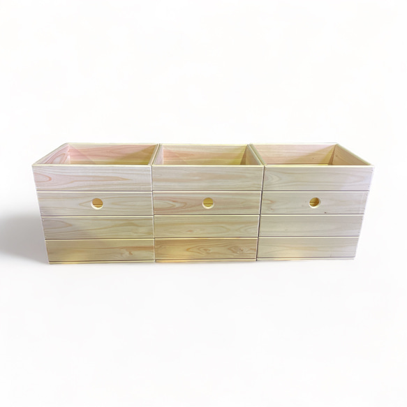 【日本檜木】木製 收納格抽屜（三個一組｜簡約版用） 第2張的照片