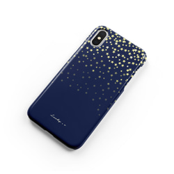 Twinkling Stars★Navy　スマホケース/iPhone13/iPhone8/XR/XZ3/他機種 3枚目の画像