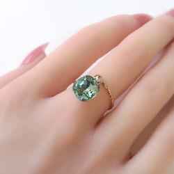 【10mm】Erinite綠色|方形高品質水晶民間戒指|綠色 第4張的照片
