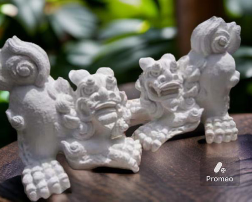 岸本ウラチ　シーサー　ぽーたま　琉球漆喰 岸本ウラチ シーサー ぽーたま 琉球漆喰 受注製作）「漆喰威嚇