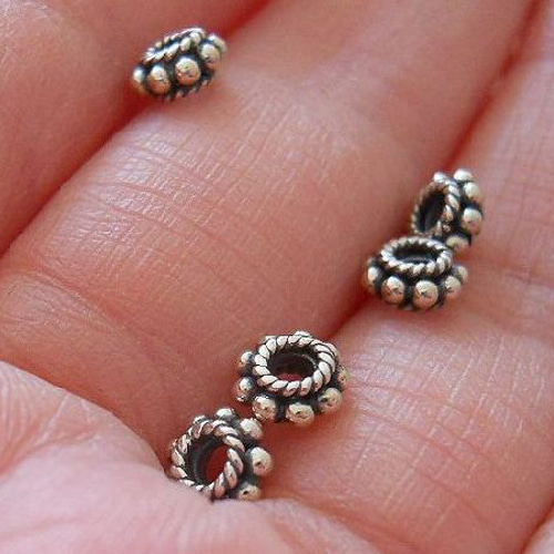 sv925バリビーズ直径5-5.2mm)/2ヶ【sv-3305】☆バリ島銀細工のチュルク