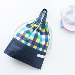 Kasane♡様オーダー品：カラフルチェックの着替え袋・シューズバッグ 10枚目の画像