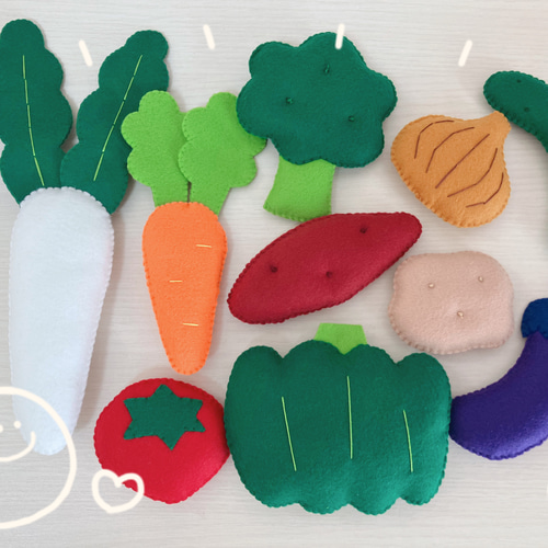 リニューアル！受注製作】フェルト おままごと 野菜フルーツセット