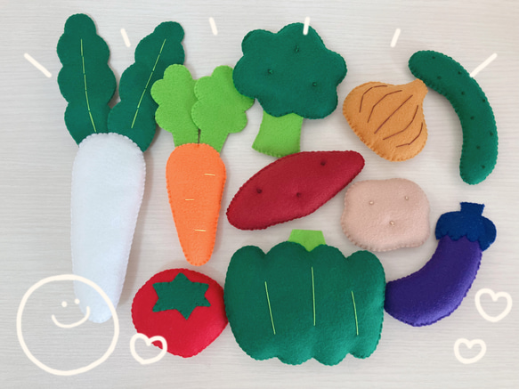 リニューアル！受注製作】フェルト おままごと 野菜フルーツセット