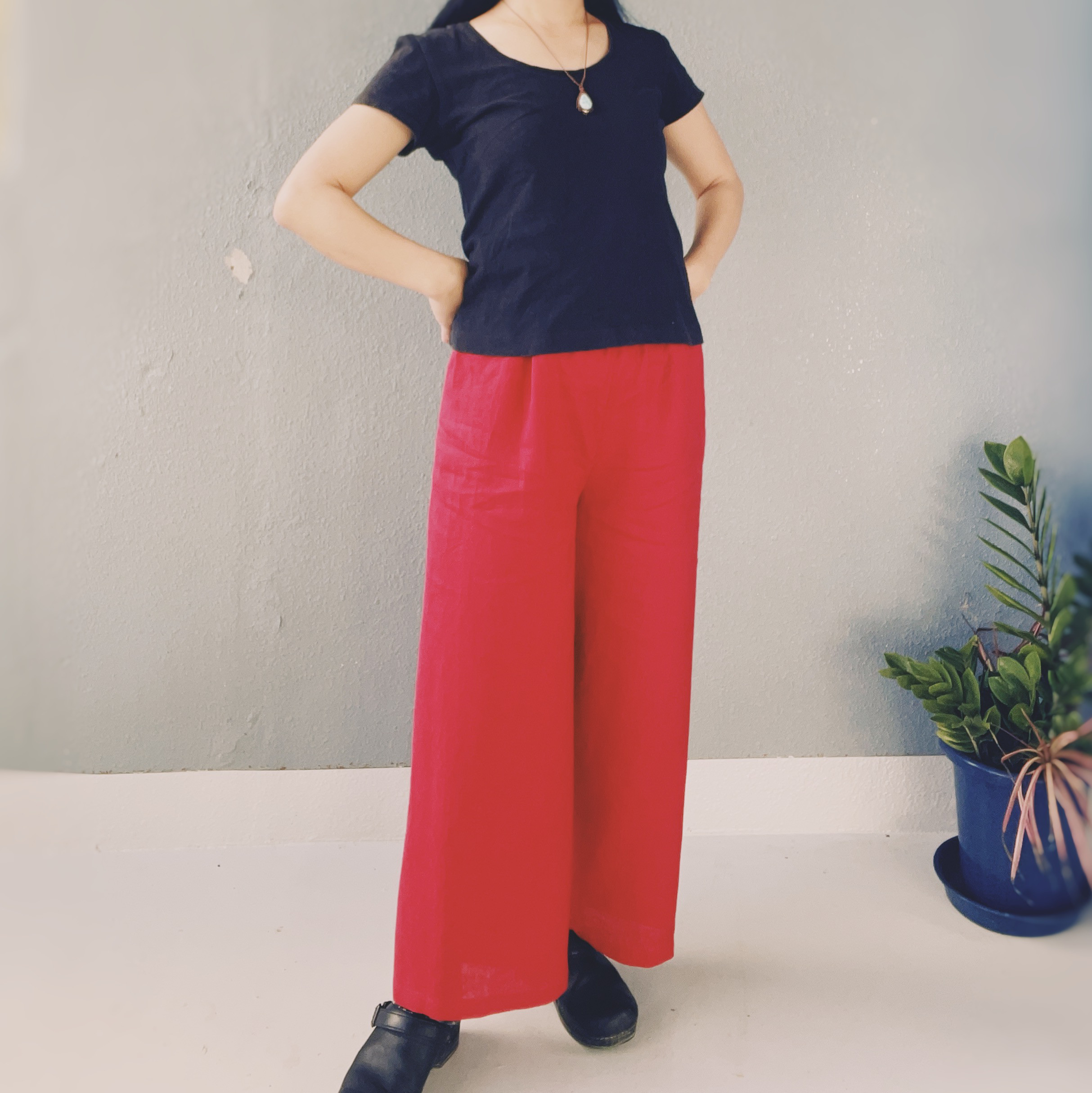 フレンチリネンのガウチョパンツ