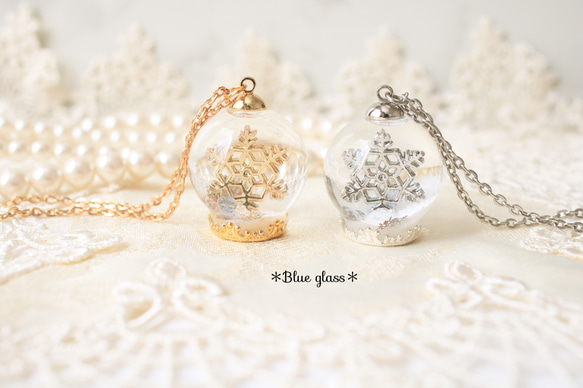 印傳雪の結晶デザインポシェット 受注製作＊Hiver-雪の結晶を閉じ込めた小さなスノードーム