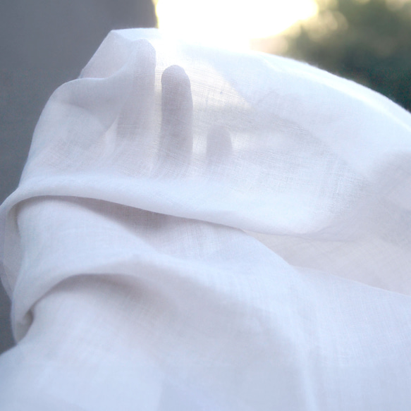 フラットひだ無し　軽くて薄い透明感のある麻のレースカーテン　01ホワイト　自然素材　ナチュラル　麻100％ 4枚目の画像